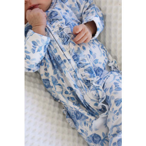 Betsy's Blooms Ruffle Zipper Footie Caden Lane