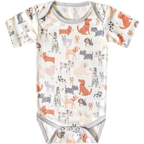 Copper Pearl Short Sleeve Bodysuit Baby: Ultra Soft Bodysuits for Newborns, Boys, Girls, and Infants - Stylish, Comfortable, Overlap Shoulders, Premium Knit Fabric - Rufus, 6-12 Months