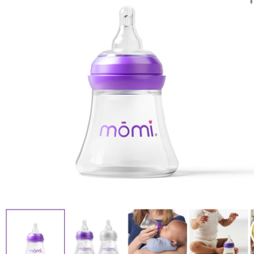 mōmi breast-like bottle, 5oz glass, purple or gray