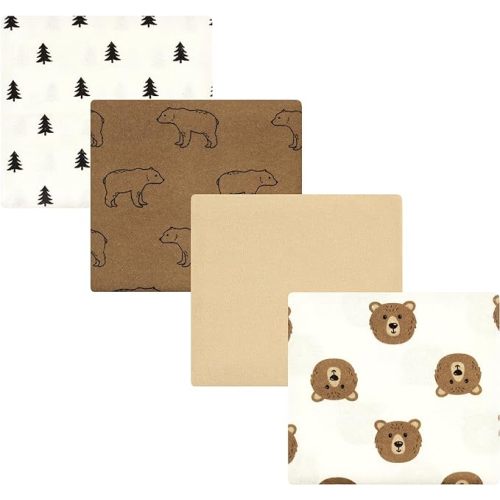 Hudson Baby Unisex Baby Cotton Poly Flannel Receiving Blankets, Brown Bear, One Size