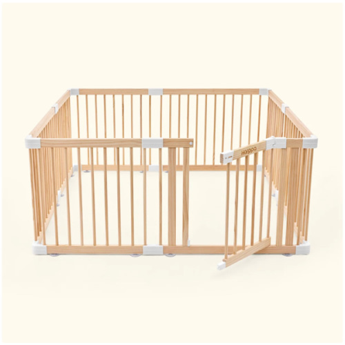 HARPPA Wooden Baby Gate Playpen | Non-Toxic Foldable DIY Adjustable Play Yard for Infants & Toddlers – Natural Finish Baby Fence for Small & Large Spaces