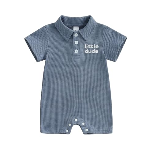 Doisbetthsay Baby Boy Rompers Half Button-up Jumpsuit Short Sleeve Bodysuit Summer Clothes