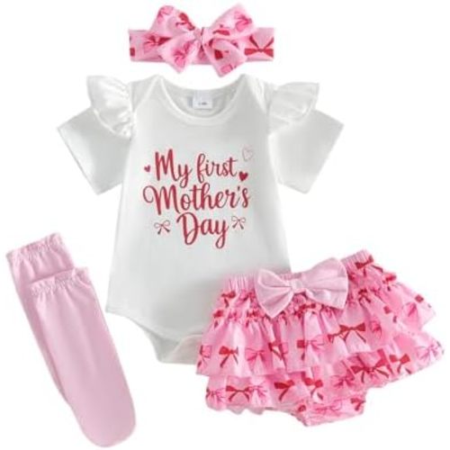 My First Father's Day Baby Girl Outfits Short Sleeve Romper Ruffle Shorts Headband Set Infant Father's Day Clothes