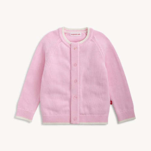 Magnetic Me Crew Neck Cardigan with Tipping Pink