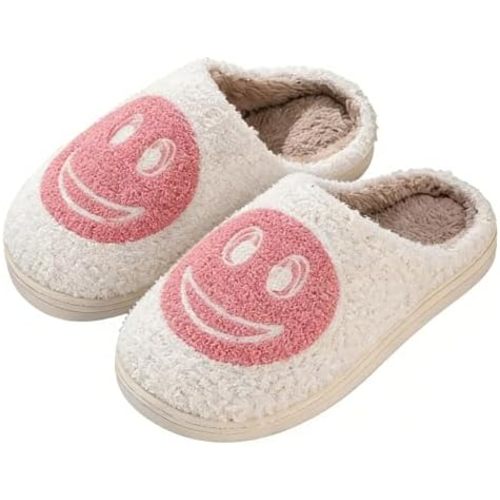 Cute Smile Face Kids' Plush Happy Face Slippers - Non-Slip, Warm, Indoor/Outdoor