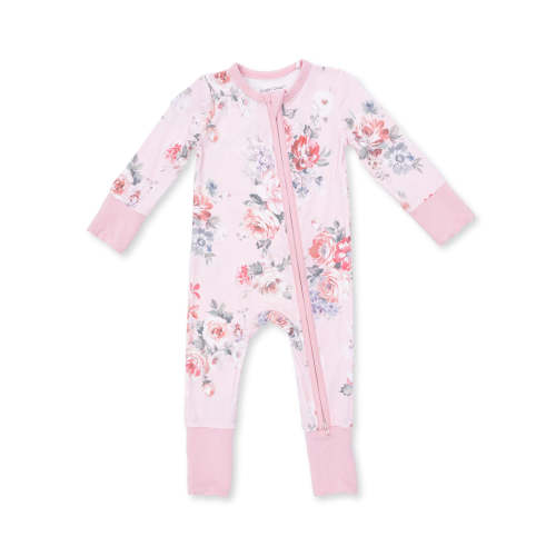 2-Way Zip Romper, Painterly Rose Bouquets