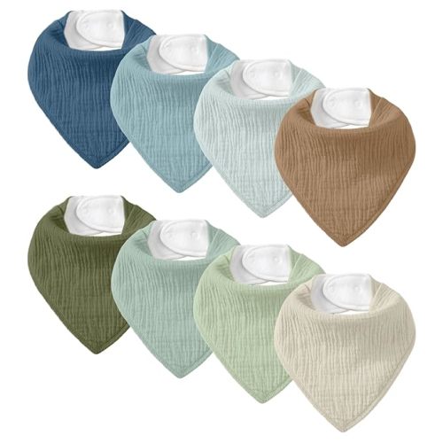 Muslin Baby Bibs 8 Pack, Baby Bandana Drool Bib for Drooling and Teething, Cotton Soft Absorbent for Girls Boys Medieval Style