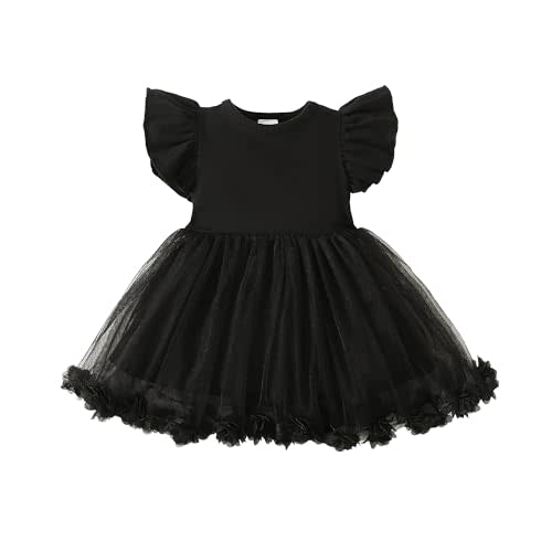 TENTIDE Baby Girl Butterfly Dress Tutu Ruffle Sleeveless Dresses Photograph Party Outfits Birthday Gift