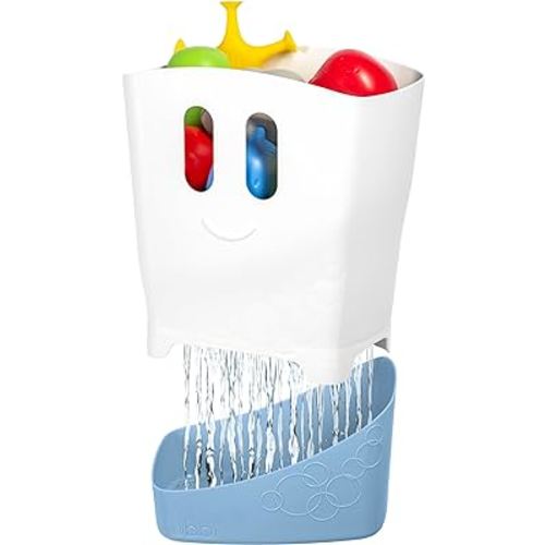 Ubbi Stand Up Bath Toy Storage Organizer, Bath Caddy with Removable Drying Rack Bin for Toddlers and Baby, Cloudy Blue