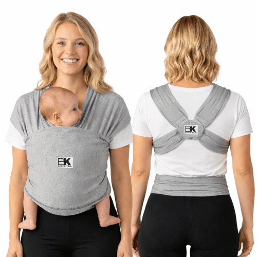 Baby K’tan Original Newborn Hip Body Wearable Front Wrap Carrier, Heather Grey, Holds up to 35 lbs, Size Med