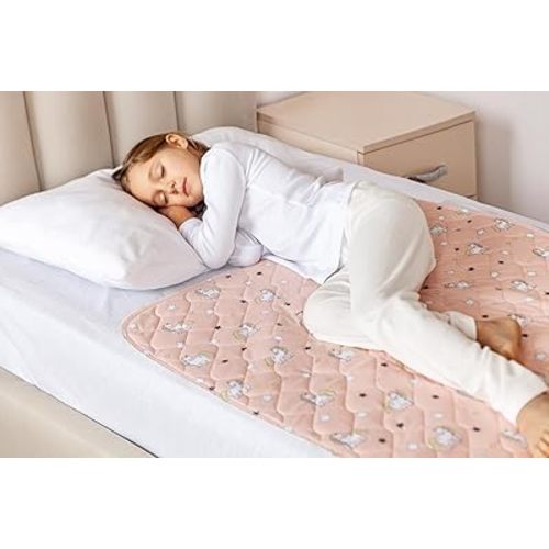 Lynmark® Potty Training Mattress Protector Pee Pads for Kids - Waterproof Toddler Bed Wetting Mat for Toilet Training - Non-Slip Washable Bedwetting Topper Absorbs Up to 2000ml - 35" x 33", Unicorn