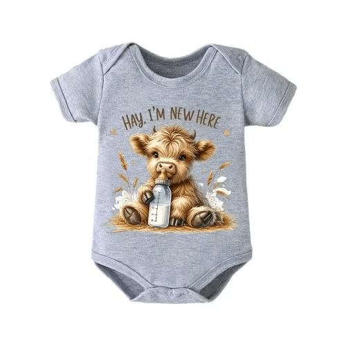 hay letter cute cartoon cow print baby jumpsuit soft - Temu