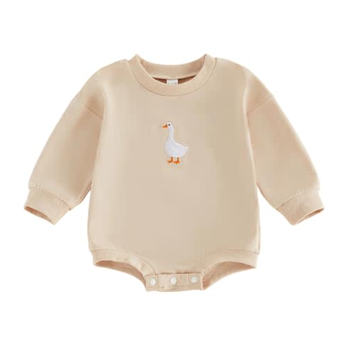 Baby Boy Girl Sweatshirt Romper Long Sleeve Bubble Bodysuit | Unisex Baby Long Sleeve Oversize Romper Top, Baby Goose Clothes Fall, Ideal for Farm Animal Birthday Outfit&Daliywear