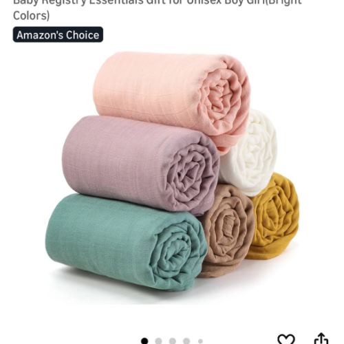 47 x 47 Inches Muslin Swaddle Blankets Cotton Newborn Receiving Blankets Breathable Colorful Baby Swaddle Soft Baby Registry Essentials Gift for Unisex Boy Girl(Bright Colors)