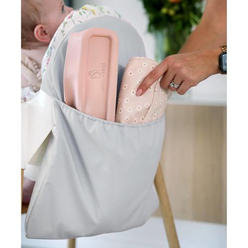 Highchair Handy Pocket Pouch, Compatible with IKEA Antilop Highchair,High Chair Accessories, Wipeable and Waterproof Material, One Large Pouch with an Internal Zip Pocket-(Light Grey)