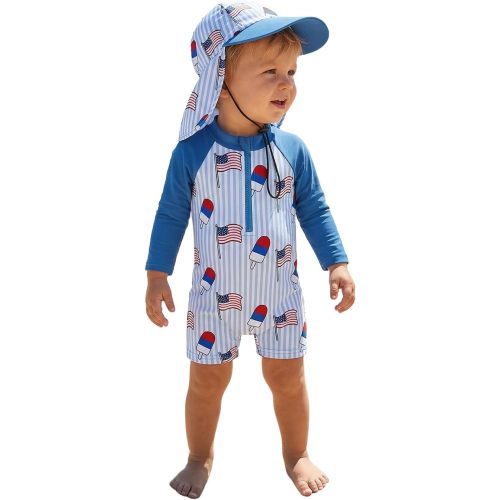 Hnyenmcko Baby/Toddler Boy Rash Guard Swimsuit Long Sleeve One Piece Zipper Swimwear Sunsuit Infant Bathing Suit Beachwear