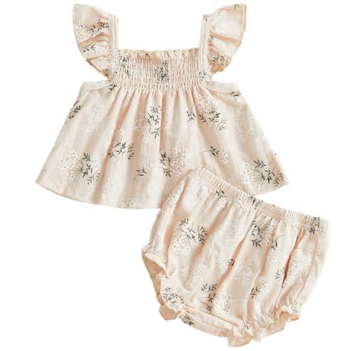 Mubineo Baby Girl Summer Clothes Cute Ruffle Tops Dress Shorts Outfits Set Infant Toddler Shrit Bloomers Princess Outfit