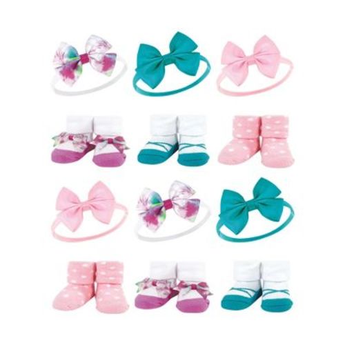 Hudson Baby Infant Girl 12Pc Headband and Socks Giftset, Tie-Dye, One Size
