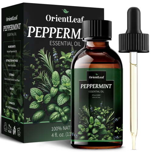 OrientLeaf Pure Peppermint Essential Oil for Skin Hair Diffuser Massage, 4 fl Oz