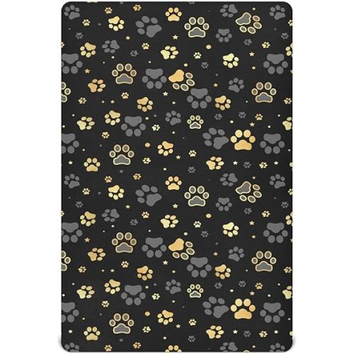 Baby Crib Sheet Dog Paw Print Star Crib Mattress for Boys and Girls Playard Sheet Soft Breathable Fitted Baby Mattress Cover 52x28in
