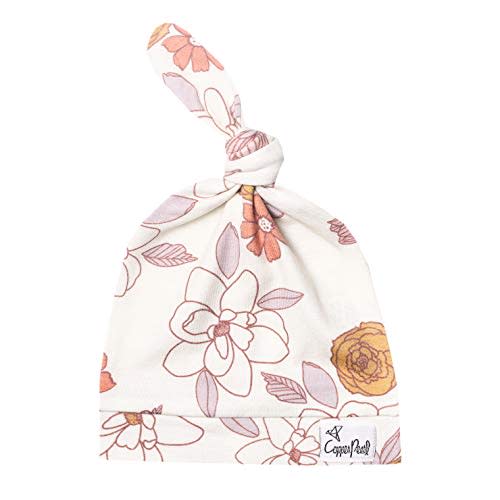 Copper Pearl Baby Beanie Hat Top Knot Stretchy Soft Ferra