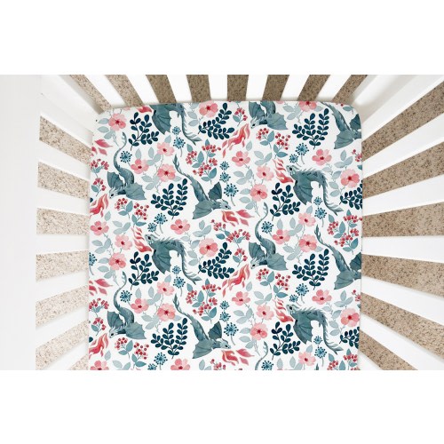 Floral Dragons Crib Sheet