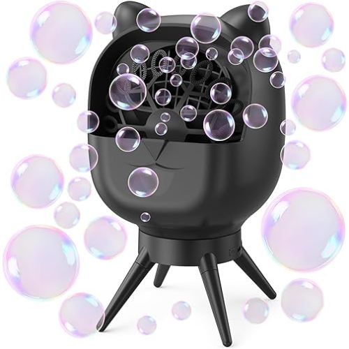 Automatic Bubble Machine for Kids Toddlers, Rotatable Bubble Blower Rechargeable with 38000+ Bubbles Per Minute, Bubble Maker Machine for Toddlers, Bubble Toys for Paties, Birthday Wedding, Black