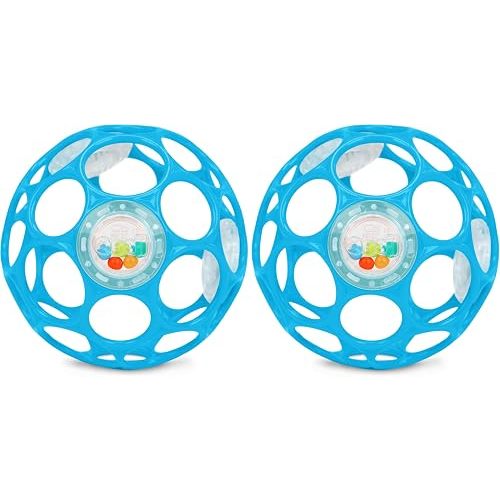 Bright Starts Oball Easy-Grasp Rattle BPA-Free Infant Toy in Blue, Age Newborn and up, 4 Inches (Pack of 2)