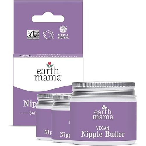 Earth Mama Vegan Nipple Butter | Cruelty-Free Breastfeeding Cream for Nursing Mamas | NO Lanolin, 2-Ounce (3-Pack)