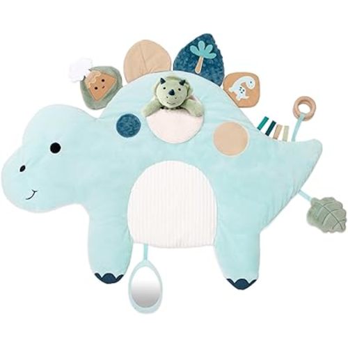 The Peanutshell Tummy Time Mat Girl and Dino Baby Lovey- Baby Floor Play Mats - Newborn, Infant - Padded Activity Playmat for Babies, Tummy Time Pillow - Dinosaur Nursery Decor Rug in Green and Blue