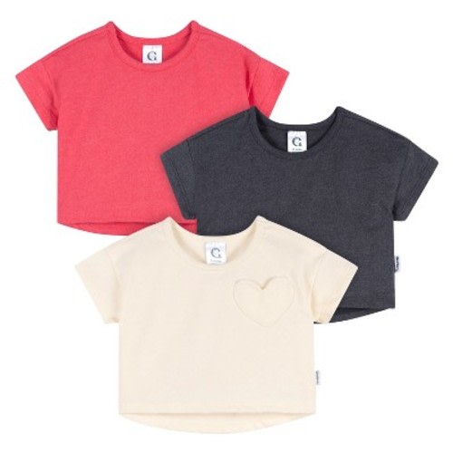 Gerber Baby Girls' Short Sleeve T-Shirts, 3-Pack, Ivory, 3-6 Months