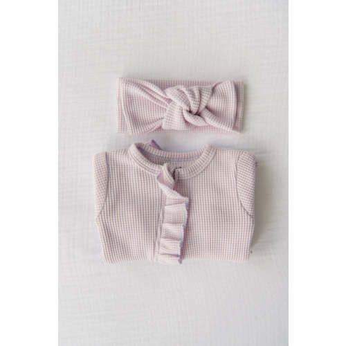 Bella Berry Designs Organic Waffle Knit Ruffled Footie With Bow - Shop