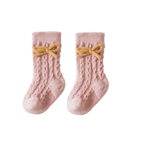 Pink Bow Winter Baby Socks | Petit Hollow