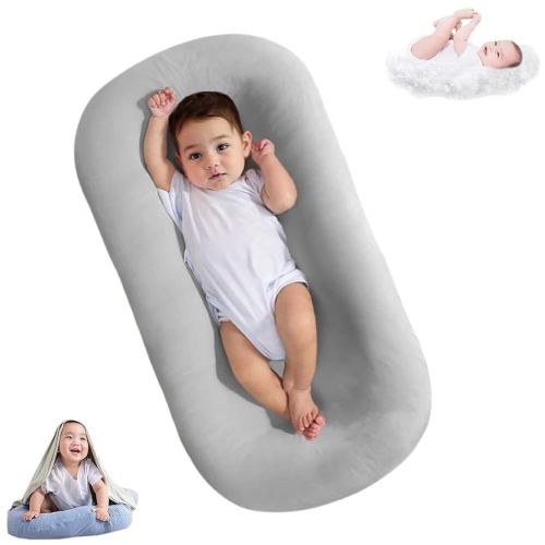 Baby Lounger for Newborn, Bonic Desgin Infant Lounger for Home and Travel, Newborn Babies Essentials Gifts (Grey)