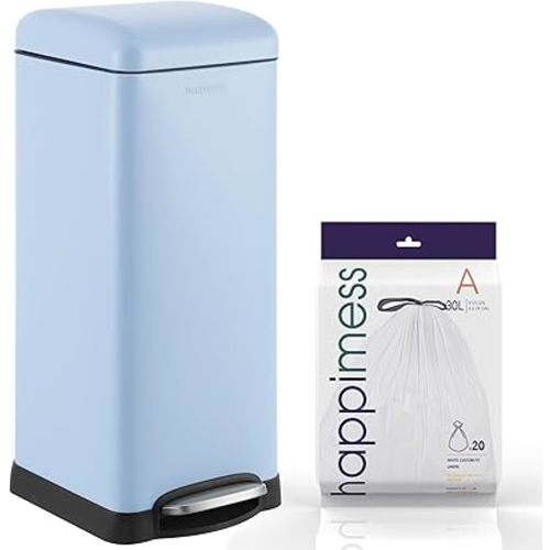 happimess HPM1007I Betty Retro 8-Gallon Step-Open Trash Can, Fingerprint Resistant, Modern, Minimalistic for Home, Kitchen, Laundry Room, Office, Bedroom, Bathroom, Tide Pool Blue