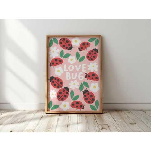 Love Bug Ladybird Art Print: Valentine's Day, Woodland Kid's Decor
