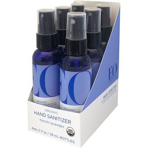 EO Organic Hand Sanitizer Spray: French Lavender, 2 Ounce, 6 Count