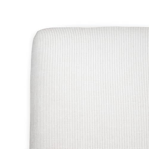 Little Unicorn Muslin Crib Sheet | Soft & Breathable Fitted Sheet for Crib Mattress | 100% Cotton 52"x28" | (Sand Stripe)