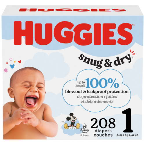 HUGGIES Snug & Dry Baby Diapers, Mega Colossal Pack, Sizes 1-8 | 208-80 Count, Sizes 1-8 | 208-80 Count - Walmart.ca