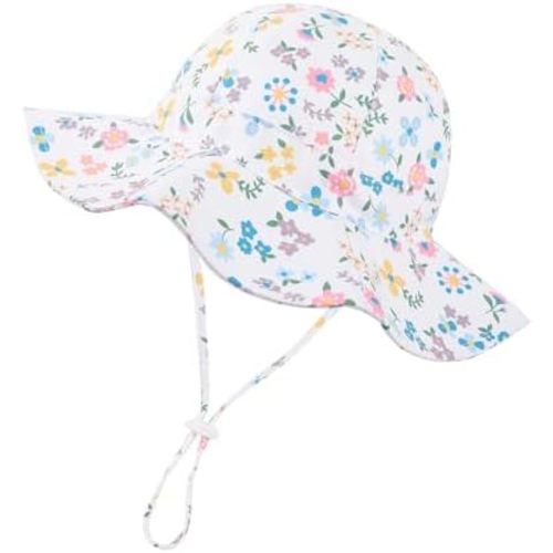 Baby Girl Sun Hat Toddler Beach Hats with UPF 50+ Protective Infant Summer Hat with Wide Brim Baby Girls Bucket Hat