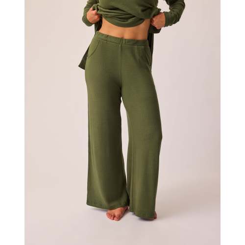 CozyKnit Wide Leg Lounge Pant | Deep Olive - Kindred Bravely