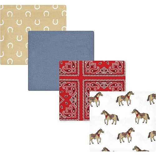 Hudson Baby Unisex Baby Cotton Flannel Receiving Blankets, Cowboy, One Size