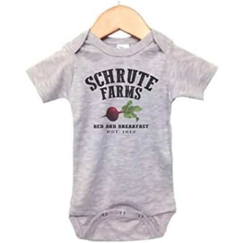 Amazon.com: The Office Onesie/Schrute Farms/Baby Dwight Outfit/Sublimated Design/Unisex Bodysuit (GREY SHORT SLEEVE, 3-6M): Clothing, Shoes & Jewelry