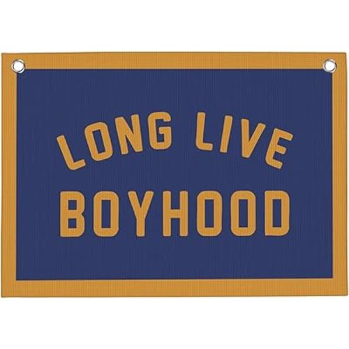 Orange Long Live Boyhood Boys Room Playroom Wall Decor Vintage Sports Decor for Nursery Playroom Kids Bedroom Dorm Toddler Decorations 22x28 Inch