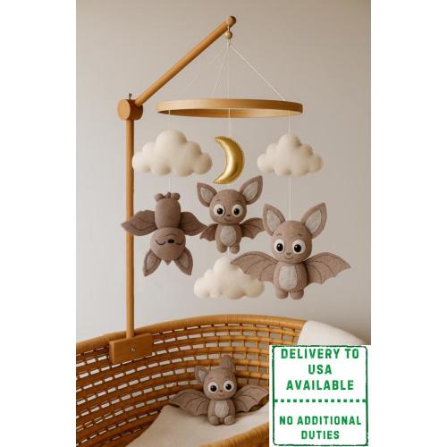 Bats Baby Mobile: Handmade Felt Nursery Decor