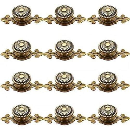 Golden Brass Antique Vintage Retro Drawer Cabinet Metal Knobs with Backplates 12 PCS,Mushroom Shape Pulls Handle Dresser Knob