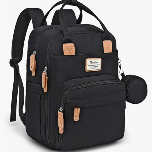 RUVALINO Diaper Bag Backpack, Multifunction Travel Pack Maternity Baby Changing Bags, Large Capacity, Waterproof, Black