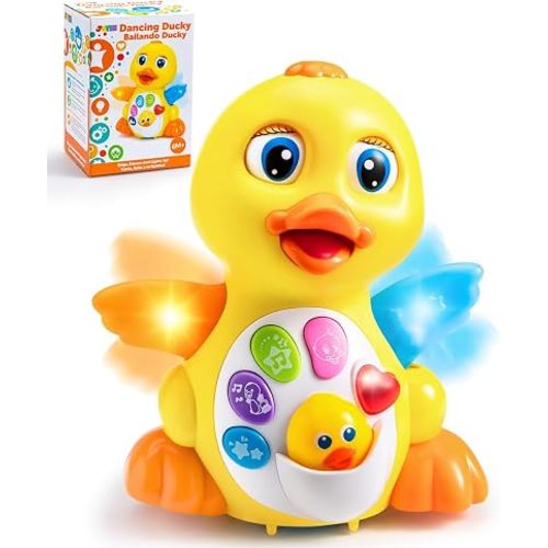 JOYIN Baby Toys Duck, Infant Dancing Crawling Musical Toys 6+ Months, Tummy Time Light Up Learning Duck with Music & Lights, Baby Easter Basket Stuffers Gifts