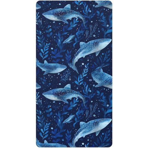 Cute Watercolor Whale Sharks Crib Sheets Soft Breathable Fitted Cotton Baby Crib Sheets Mattress Cover for Girl Boy, 52" x 28" x 9"