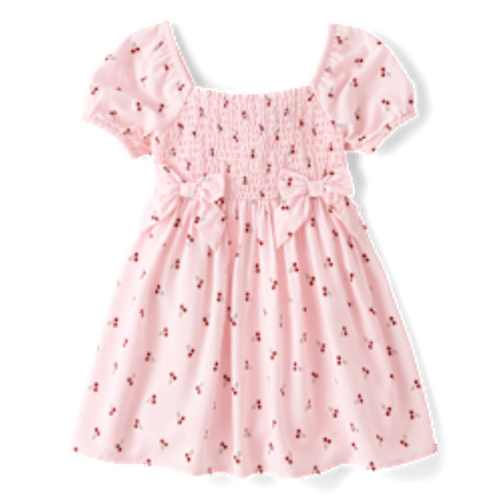 Baby And Toddler Girls Short Puff Sleeve Bow Smocked Dress - PINK | The Children's Place